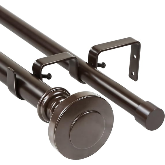 Urbanest Adjustable Double Curtain Rod Set Semplice Manhattan Finials – 1″ Front & 3/4″ Back Rod With Bronze Rod, 84–120 Inches