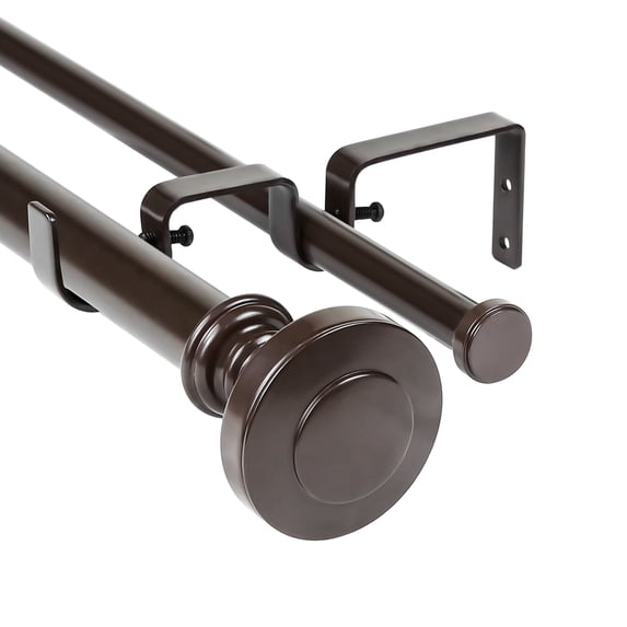 Urbanest Semplice Manhattan 1" 5/8" Double Drapery Curtain Window Rod Set - 84" to 120", Bronze