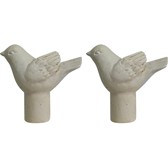 Urbanest Bird Lamp Finial – 1 3/4 Inch Tall, Antique White– Decorative Lamp Shade Finial for Table & Floor Lamps- 2 Pieces