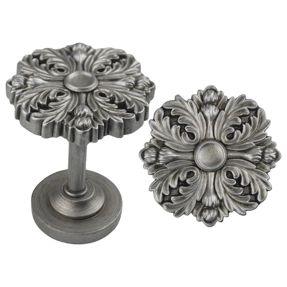 Urbanest Medallion Curtain Holdback – Elegant Drapery Tieback, Farmhouse Drapery Hardware for Stylish Window Treatments, 2 Pieces, English Antique Silver/Pewter