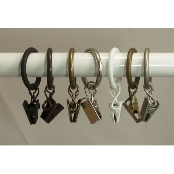 Urbanest Set of 20 1-inch Metal Curtain Rings with Clips and Eyelets, Fits up to 3/4 Inch Rod, Bronze