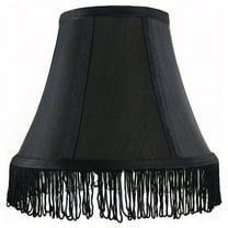 Urbanest Silk Bell Lamp Shade, 5x9x7", Black With Black Fringe