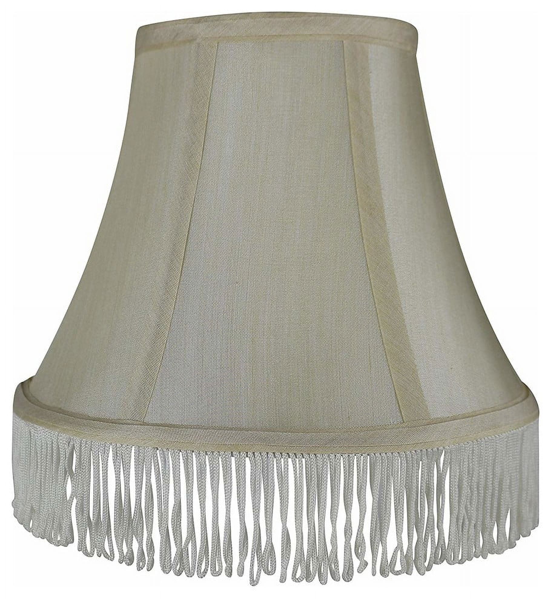 Cream Silk Bell Lamp Shade with White Fringe, 5x9x7 Inches