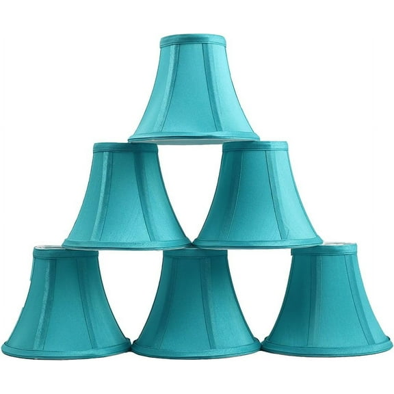 Urbanest Silk Softback Bell Chandelier Shade, 3″ Top × 6″ Bottom × 5″ Slant Height – Replacement Lamp Shades for Chandelier, Pendant Light, Wall Sconce & Small Table Lamp, 6 Pieces, Teal
