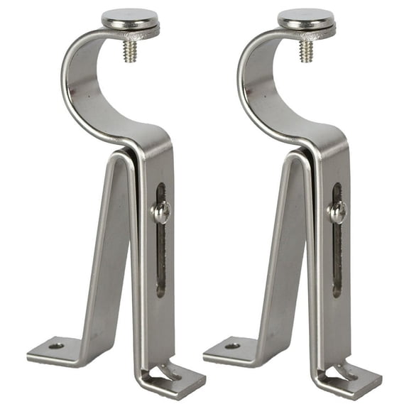 Urbanest Single Curtain Rod Bracket for 1" and 1 1/8" Drapery Rod, Adjustable Wall Mount Curtain Rod Holder, Heavy-Duty Metal Curtain Hardware, 2 Pcs, Nickel