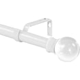 thumbnail image 1 of Urbanest Adjustable Single Curtain Rod Set Crystal Ball Finials – 1 -Inch Diameter, With Glossy White Rod, 48–84 Inches, 1 of 6