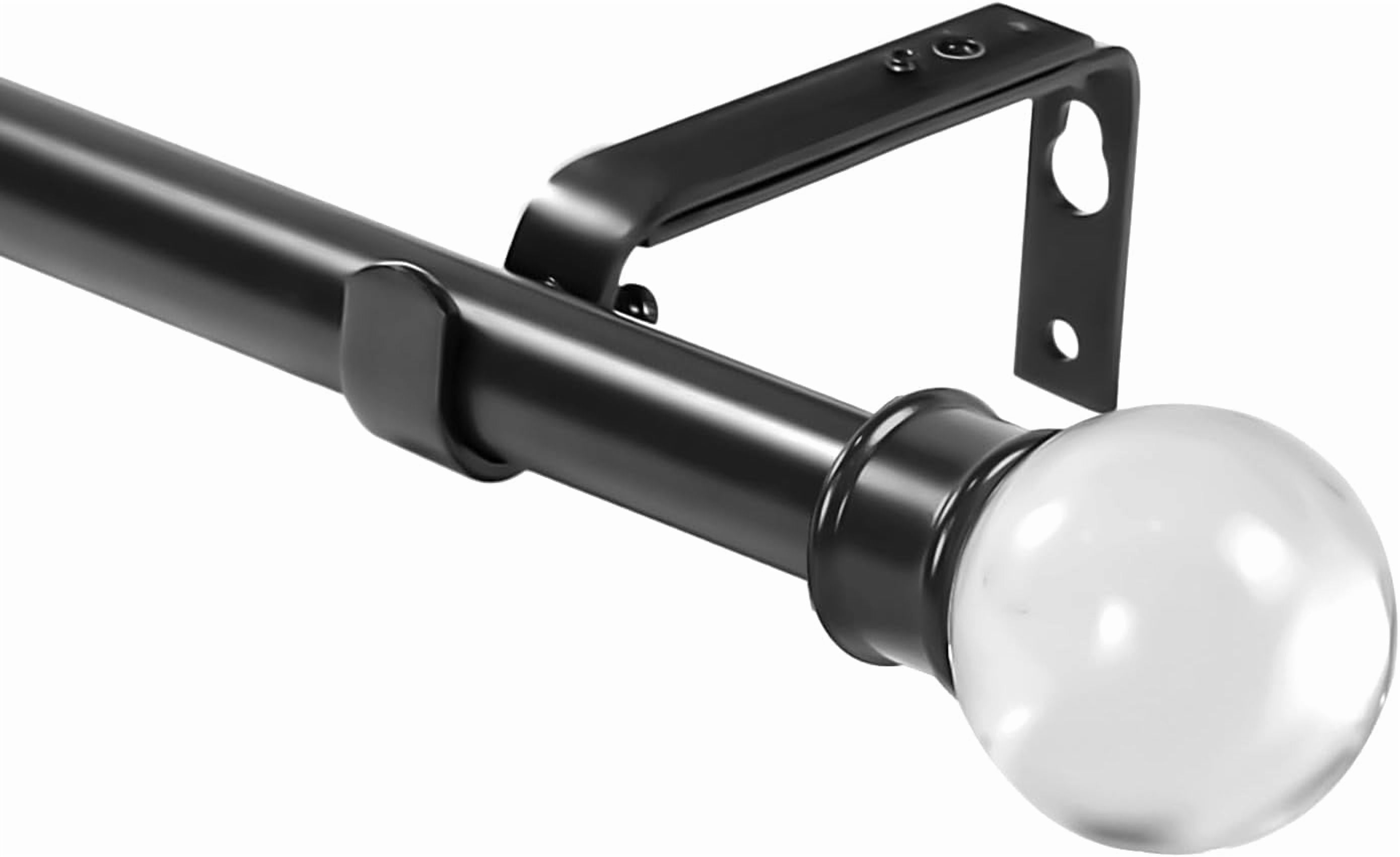 Urbanest Adjustable Single Curtain Rod Set Crystal Ball Finials – 1 -Inch Diameter, With Black Rod, 84–120 Inches