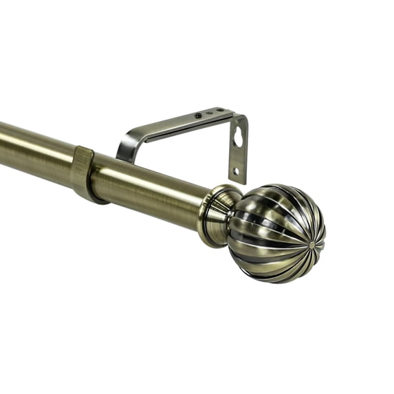 Urbanest 1" Adjustable Curtain Rod Set with Fluted Ball Finial Metal Window Drapery Rod, Modern Design