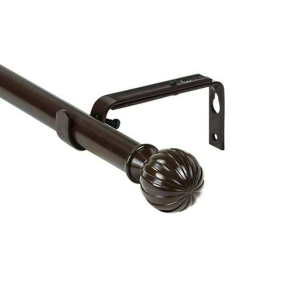 Urbanest 1" Adjustable Curtain Rod Set with Fluted Ball Finial Metal Window Drapery Rod, Modern Design