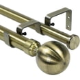 thumbnail image 1 of Urbanest Adjustable Double Curtain Rod Set Steel Ball Flat Button Finials – 1″ Front & 3/4 Back Rod With Antique Brass Rod, 84–120 Inches, 1 of 6