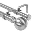 thumbnail image 1 of Urbanest Steel Ball Flat Button 1" 3/4" Double Drapery Curtain Window Rod Set - 84" to 120", Brushed Steel, 1 of 6