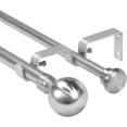 thumbnail image 1 of Urbanest Adjustable Double Curtain Rod Set Steel Ball Flat Button Finials – 1″ Front & 5/8 Back Rod With Brushed Steel Rod, 84–120 Inches, 1 of 6