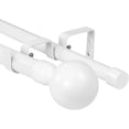 thumbnail image 1 of Urbanest Adjustable Double Curtain Rod Set Steel Ball Manhattan Finials – 1″ Front & 3/4 Back Rod With Glossy White Rod, 28–48 Inches, 1 of 6