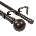 thumbnail image 1 of Urbanest Steel Ball Manhattan 1" 3/4" Double Drapery Curtain Window Rod Set - 48" to 84", Bronze, 1 of 6