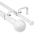 thumbnail image 1 of Urbanest Adjustable Double Curtain Rod Set Steel Ball Manhattan Finials – 1″ Front & 5/8 Back Rod With Glossy White Rod, 84–120 Inches, 1 of 6