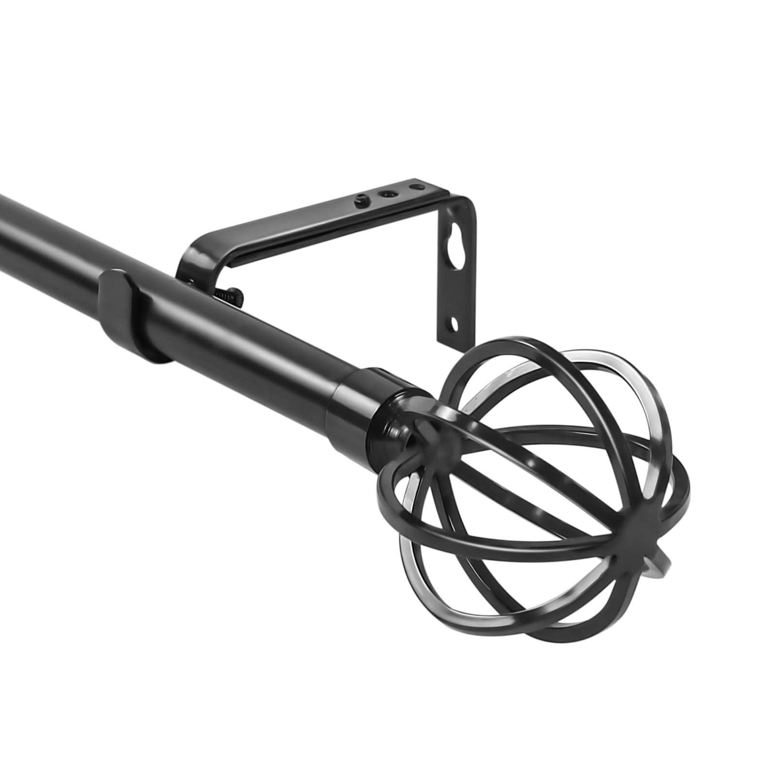 Urbanest 3/4" Diameter Designer Steel Cage Single Curtain Rod – Heavy Metal Decorative Finials, Drapery Hardware for Window Treatments, 84" to 120", Matte Black
