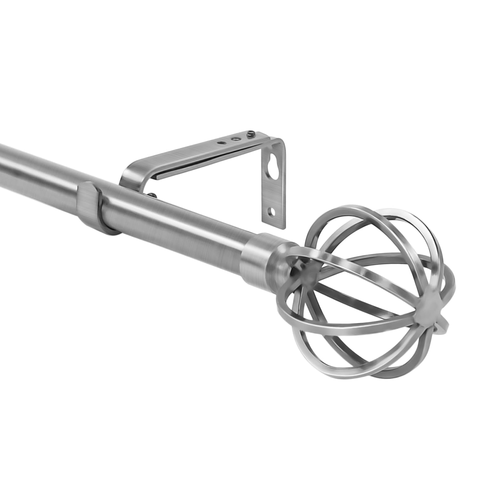 Urbanest 3/4" Diameter Designer Steel Cage Single Curtain Rod – Heavy Metal Decorative Finials, Drapery Hardware for Window Treatments, 28" to 48", Nickel Brushed Steel