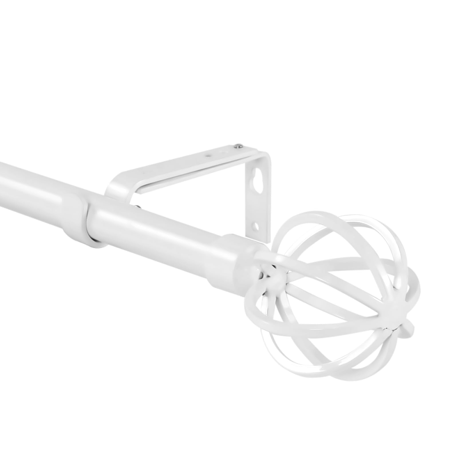 Urbanest 3/4" Diameter Designer Steel Cage Single Curtain Rod – Heavy Metal Decorative Finials, Drapery Hardware for Window Treatments, 28" to 48", Glossy White