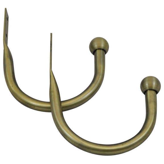 Urbanest Decorative Curtain Holdbacks for Drapes and Curtains, Classic Metal Drapery Tiebacks, Window Curtain Holdback Hooks, 2 Piece, Antique Brass