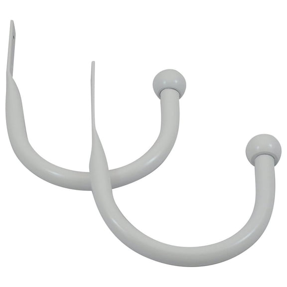 Urbanest Decorative Curtain Holdbacks for Drapes and Curtains, Classic Metal Drapery Tiebacks, Window Curtain Holdback Hooks, 2 Piece, White