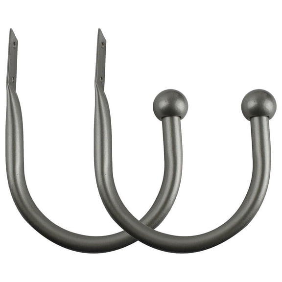 Urbanest Decorative Curtain Holdbacks for Drapes and Curtains, Classic Metal Drapery Tiebacks, Window Curtain Holdback Hooks, 2 Piece, Pewter