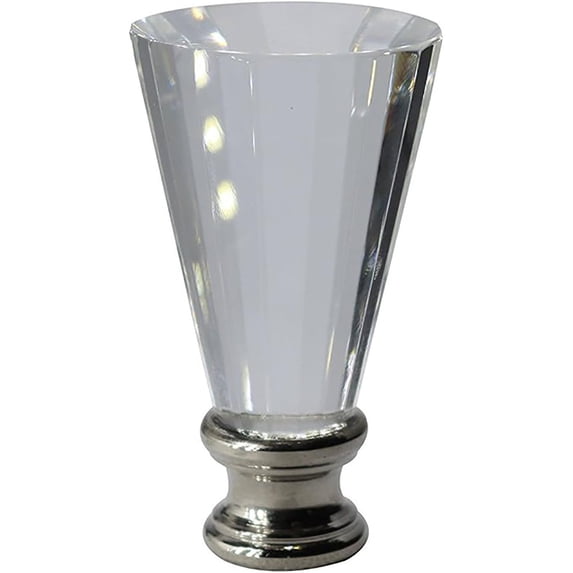 Urbanest Crystal Trumpet Lamp Finial – 2-11/32 Inch Tall, Brushed Steel Base– Decorative Lamp Shade Finial for Table & Floor Lamps- 1 Piece