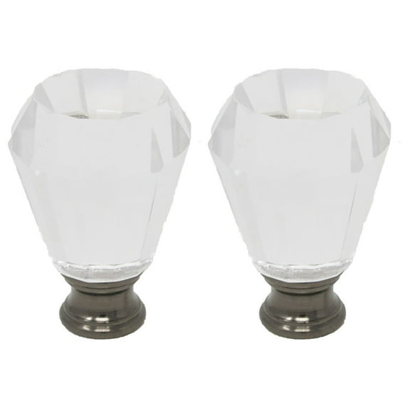 Urbanest Urbanest Set of 2 Crystal Anne Lamp Finial, Black With Antique Brass, 2"