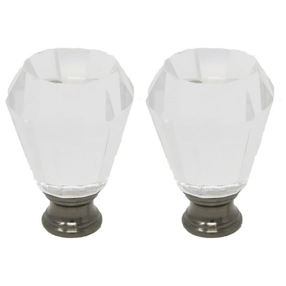 Urbanest Crystal Anne Lamp Finial – 2 Inch Tall, Black Base– Decorative Lamp Shade Finial for Table & Floor Lamps- 2 Pieces