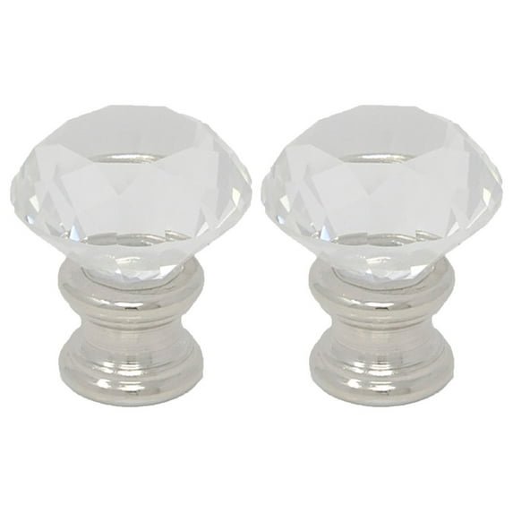 Urbanest Crystal Duchess Lamp Finial – 1 5/16 Inch Tall, Brushed Steel Base– Decorative Lamp Shade Finial for Table & Floor Lamps- 2 Pieces