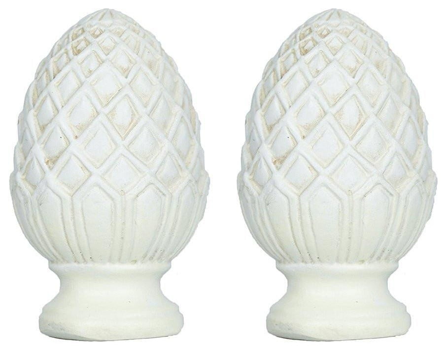 Urbanest Urbanest Set of 2 Pineapple Lamp Finials, 2", Distressed White