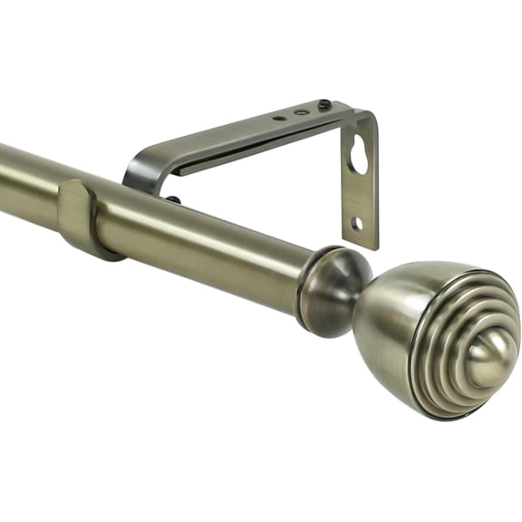 Urbanest Adjustable Single Curtain Rod Set Urn Finials – 1 -Inch Diameter, With Antique Brass Rod, 84–120 Inches