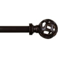 thumbnail image 1 of Urbanest Adjustable Single Curtain Rod Set Mahogany Viking Ball Finials – 1 - Inch Diameter, With Bronze Rod, 48–84 Inches, 1 of 4