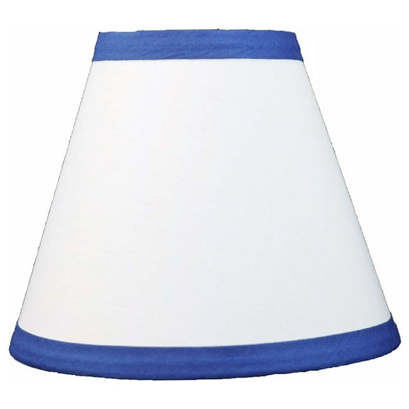 Urbanest Cotton Chandelier Empire Clip-on Shade, 3″ Top × 6″ Bottom × 5″ Slant Height, 1-Piece, White with Blue Trim