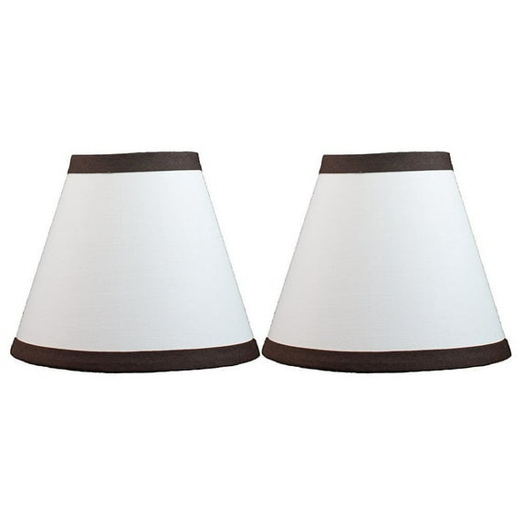 Urbanest White Cotton With Coffee Trim Chandelier Lamp Shade, 3x6x5", Set of 2