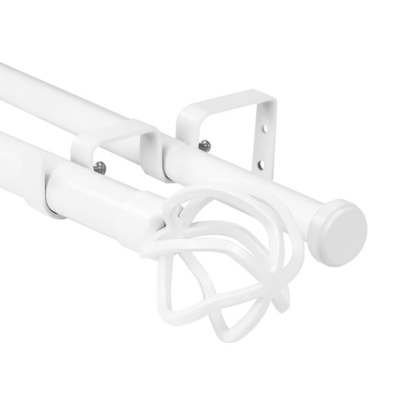 Urbanest Zeffoli Flat Button 1" 3/4" Double Drapery Curtain Window Rod Set - 48" to 84", White
