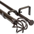 thumbnail image 1 of Urbanest Adjustable Double Curtain Rod Set Zeffoli Flat Button Finials – 1″ Front & 5/8 Back Rod With Bronze Rod, 84-120 Inches, 1 of 6