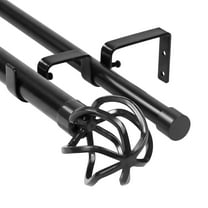 Urbanest Zeffoli Manhattan 1" 3/4" Double Drapery Curtain Window Rod Set - 28" to 48", Black