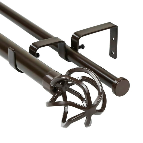 Urbanest Zeffoli Manhattan 1" 5/8" Double Drapery Curtain Window Rod Set - 48" to 84", Bronze