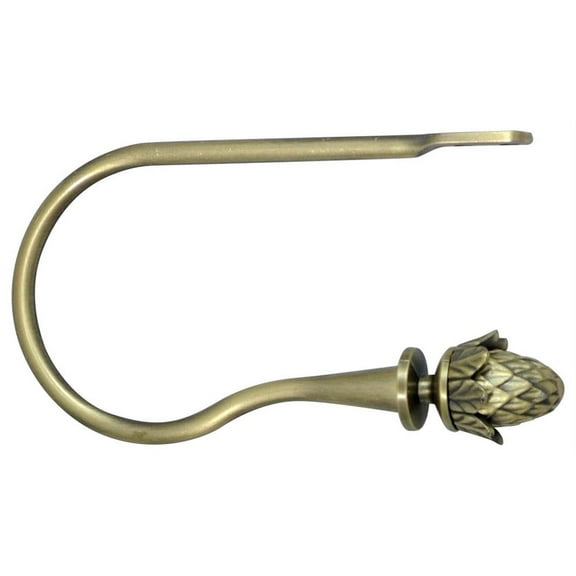 Urbanest Zinc Acorn Window Curtain Holdback, 5 3/8"x3", Antique Brass