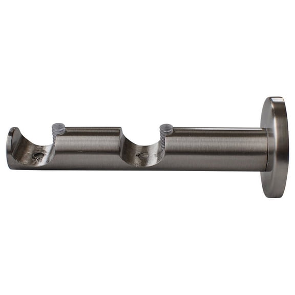 Urbanest Zinc Cast Double Rod Bracket 3/4" Rod, Brushed Steel, Set of 2