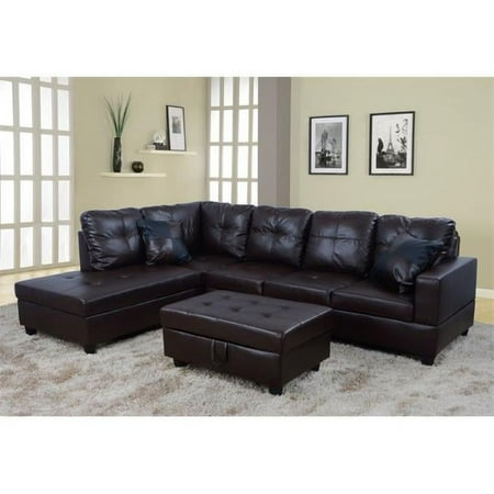 Urbania Left Hand Facing Sectional Sofa, Dark Chocolate - 35 x 103.5 x 74.5 in.