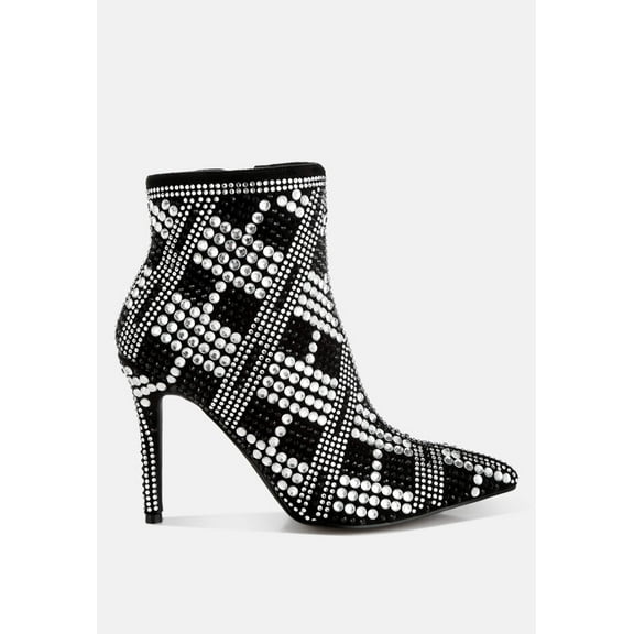 Urbanite Rhinestones Studded Stiletto Heel Boots