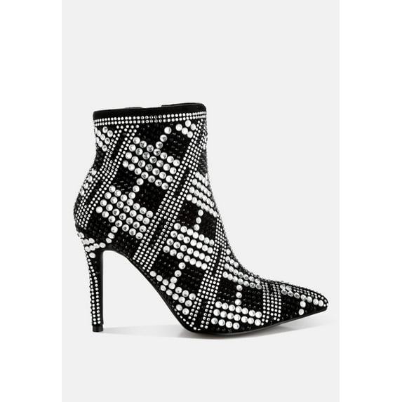 Urbanite Rhinestones Studded Stiletto Heel Boots