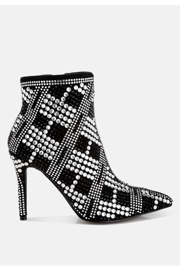 Urbanite Rhinestones Studded Stiletto Heel Boots