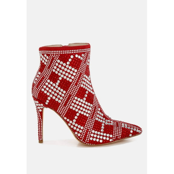 Urbanite Rhinestones Studded Stiletto Heel Boots