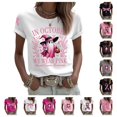 thumbnail image 1 of Urbanix Breast Cancer Shirts for Women In Octobe We Wear Hummingbird Graphic Survivor T-Shirts Fashion Comfortable Short Sleeve Crew Neck Top Dark Purple XL, 1 of 4