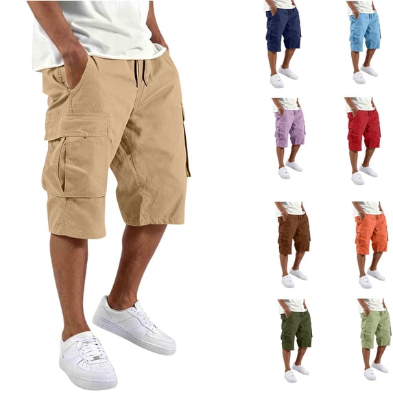 Urbanix Cargo Shorts for Men Classic Drawstring Hiking Shorts Stretchy Loose Fit Sports Clothes Outdoor Pants with Multi Pockets