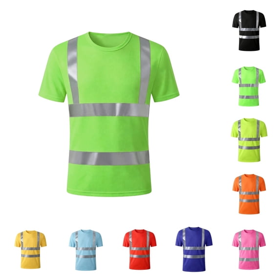 Urbanix High Vis Shirts for Men High Visibility Quick Dry Neon Short Sleeve T Shirts Comfortable Soft Fluorescent Top for Night Riding Green XL