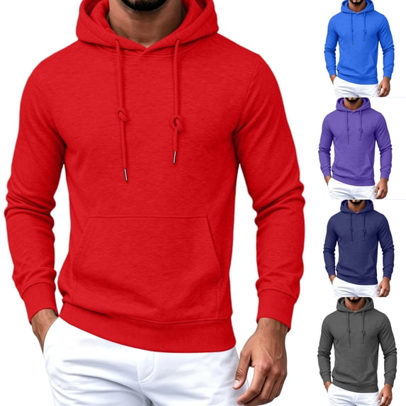 Urbanix Hoodies Pullover for Men Casual Long Sleeve Drawstring Sweatshirts Relaxed Outdoor Ribbed Cuffs Sport Wear with Kangaroo Pocket