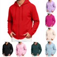 thumbnail image 1 of Urbanix Men Hoodie Basic Full Zip Long Sleeve Drawstring Sweatshirts Athletic Hooded Sweatshirts Warm Work Clothes with Multipockets, 1 of 5